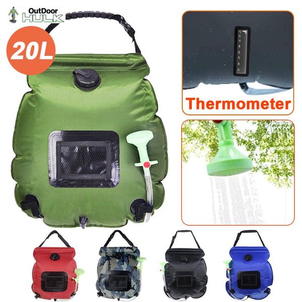 

hydration packs 20l portable outdoor camping hiking heating solar water bag with switchable hose shower bath head climbing equipment