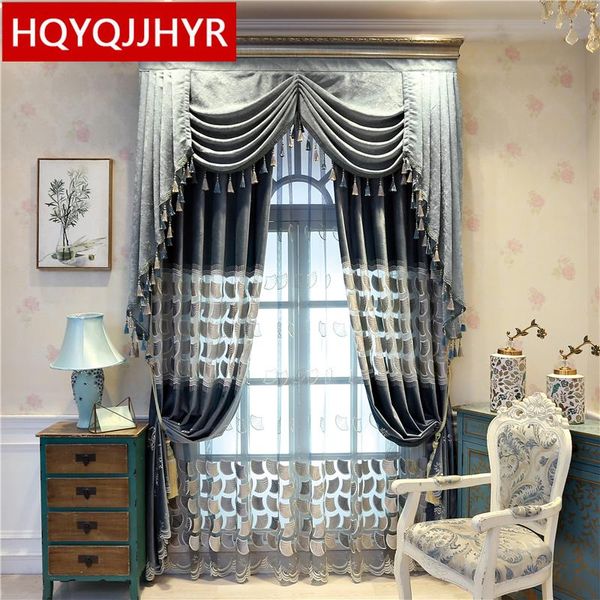 

curtain & drapes hqyqjjhyr american custom velvet villa apartment curtains embroidery decoration bedroom kitchen el