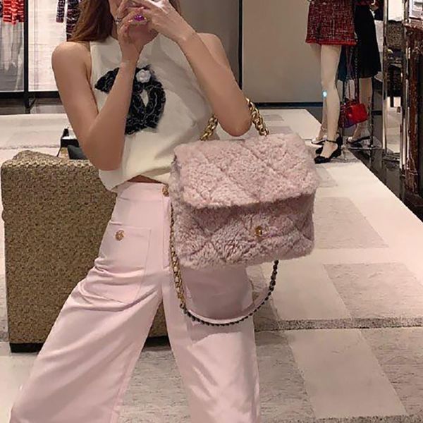 

shoulder bags fashion bag women travel real fur quilted female luxury handbags designer sac a main femme