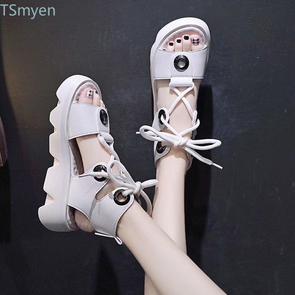 

sandals women fashion casual cross-tied girl's shoes style summer platform beach ladies sandalias de mujer, Black