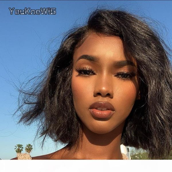 

youknowig body wave bob 13x4 lace front human hair wigs 4x4 lace closure wigs 150% density brazilian remy hair for black women, Black;brown
