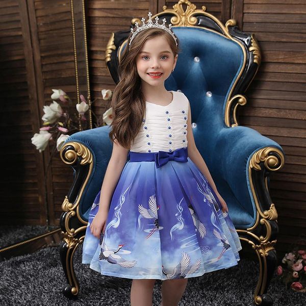 

girl's dresses girls summer dress cartoon print baby girl costume princess christmas party cute tutu 2 3 4 5 6 7 8 years kids clothing, Red;yellow
