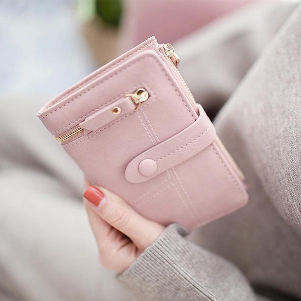 

wallets women wallet fashion 2021 lady hasp credit id card coin holder elegant simple clutch solid color matte small female short purse, Red;black