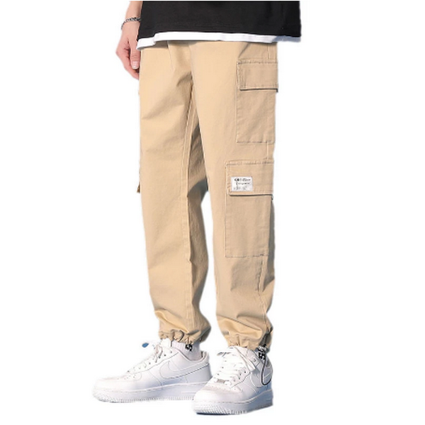 

men's pants cargo spring leisure bunched korean hong kong style straight leg loose nine cent khaki, Black