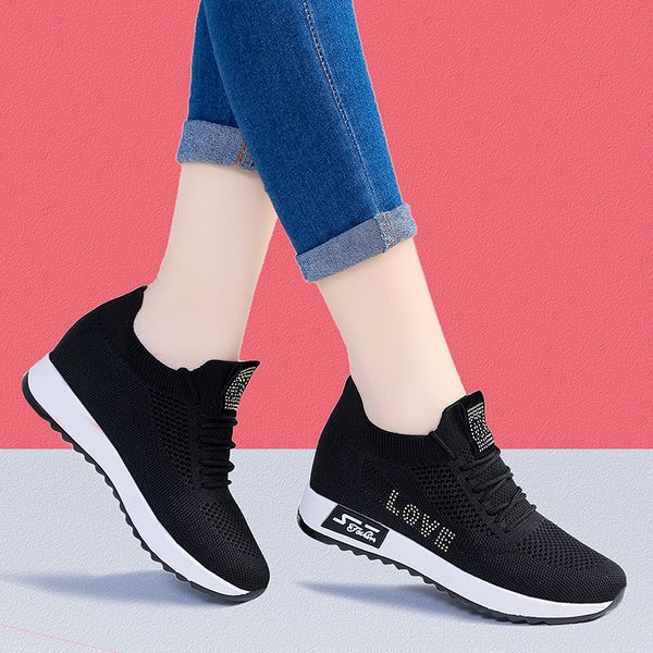 

new products ladies casual shoes fashion flying woven lightweight non-slip shoes mesh shoes running jogging