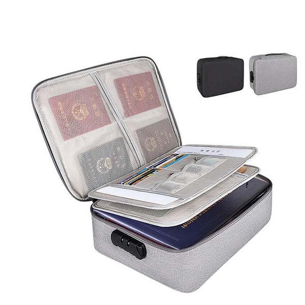 

storage bags large capacity tickets bag multi-layer document certificate file organizer case home travel passport briefcase with lock