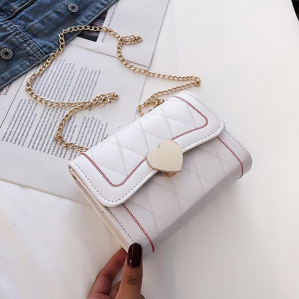 

rhombus chain women's new all-match messenger bag fashionable peach heart embroidery line small square