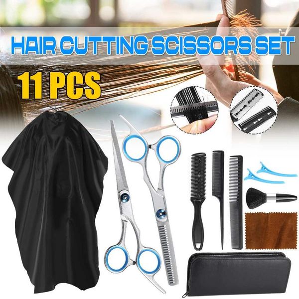

hair scissors 11pcs professional hairdressing kit cutting tool tail comb cape cutter set