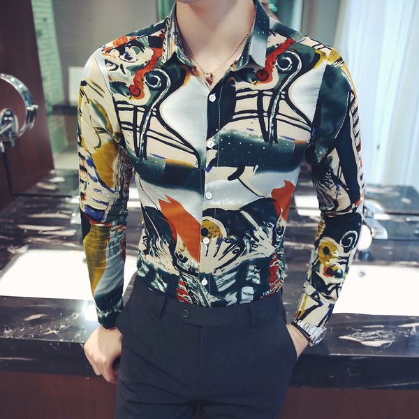 

printing of flowers men's shirts with long casual sleeve fine dw17, White;black