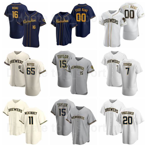 

baseball 16 kolten wong jersey 7 derek fisher 65 pablo reyes 15 tyrone taylor 11 billy mckinney 20 daniel vogelbach man woman youth, Blue;black