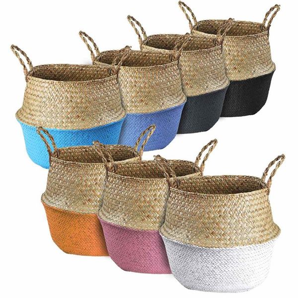

storage baskets seagrass wicker hanging flower pot home panier osier basket for toys dirty laundry