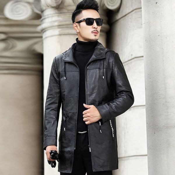 

men's leather & faux jacket winter jackets men genuine coat sheepskin, Black
