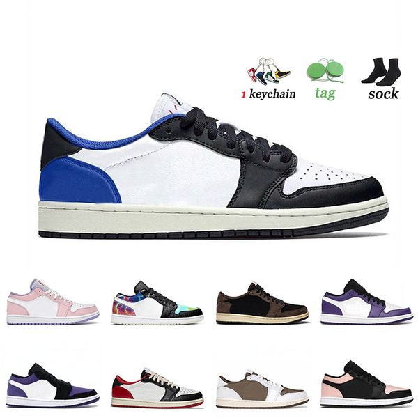 

wholesale 2021 fashion basketball shoes 1 1s low fragment university blue crimson tint arctic punch chicago paint drip court purple trainers