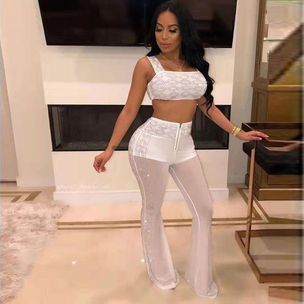 

ethnic clothing plus size women two piece set 2021 african clothes u-neck short type slim net yarn long pants africa fashion, Red