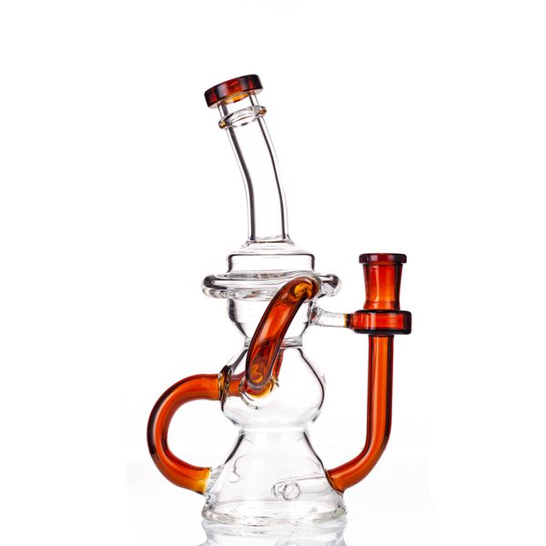 Narghilè Tornado ambra da 8,2 pollici Accessori per fumatori Recycler Bong in vetro Tubi per acqua Fumo bang 14 MM Dab Rig Giunto 14mm