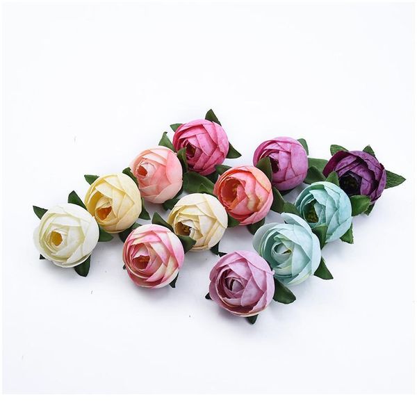 

5pcs small tea roses head diy gifts box christmas decorations for home wedding decorative flower wall wreaths artificial jllejr