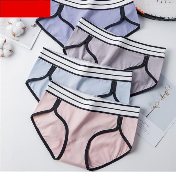 

women's panties mid waist cotton briefs solid lingerie underpants breathable abdomen underwear female intimates, Black;pink