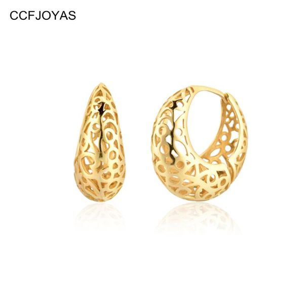 

hoop & huggie ccfjoyas 925 sterling silver hollow geometric retro earrings for women european and american punk fine jewelry, Golden;silver