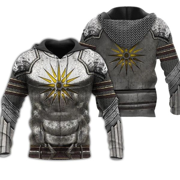 

men's hoodies & sweatshirts knight medieval armor 3d printed hoodie knights templar harajuku fashion hooded sweatshirt casual jacket, Black