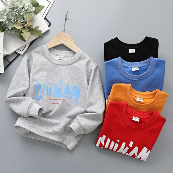 

autumn t-shirt 2021 new boy's alphabet printed long sleeve korean version of zhongda children's top, Blue