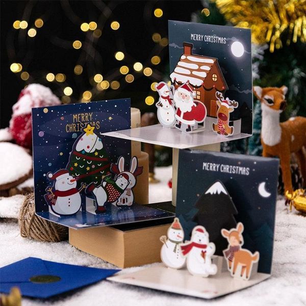 

greeting cards 3d up with envelope friend family blessing postcard for birthday year christmas gifts xmas decoration n4w2