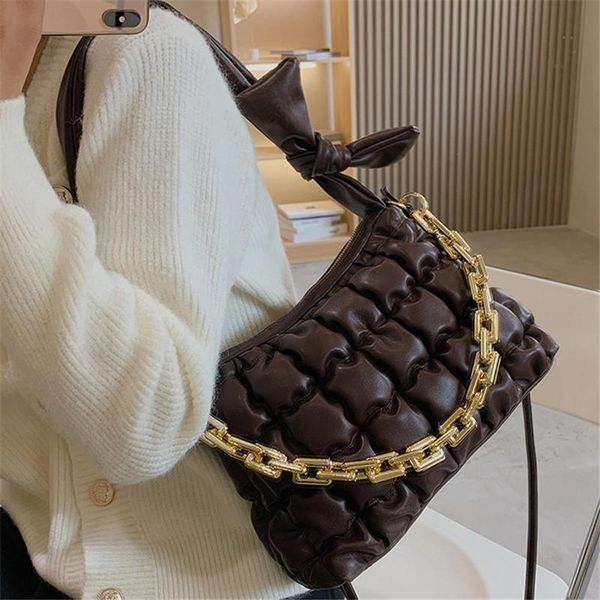 

evening bags pleated square tote armpit bag 2021 winter soft pu leather women's designer handbag shoulder messenger