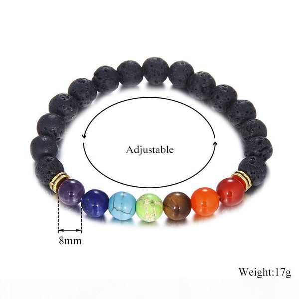 

wholesale new fashion natural stone round shape beads lava stone chakra healing beaded bracelets jewelry gift ing, Golden;silver