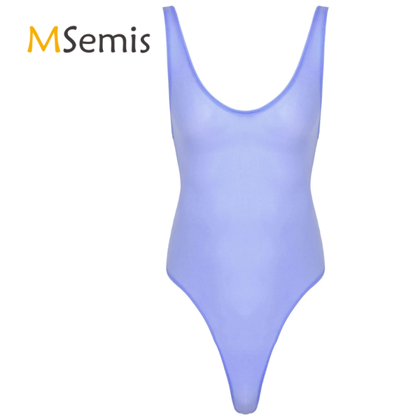 

mens lingerie transparent bodysuit one-piece deep u neck sleeveless high cut ultra-thin thong leotard bodysuit nightwear