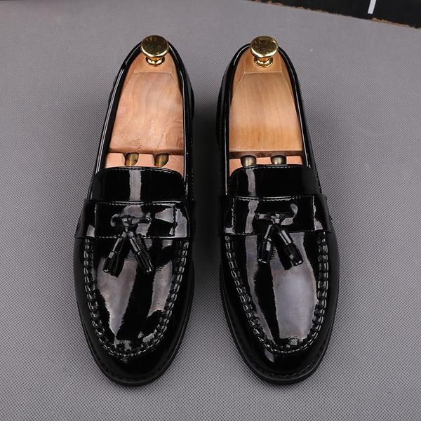 

dress shoes men shadow patent leather luxury fashion groom wedding italian style oxford, Black