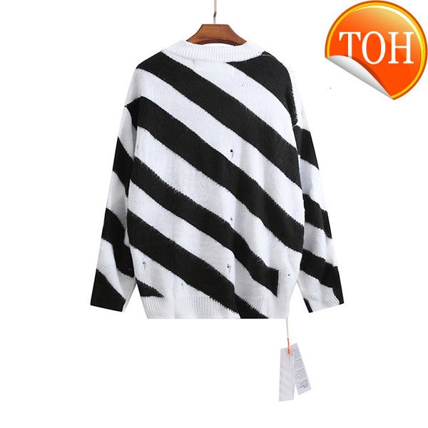 

off style white black and striped lesbian mohair sweater