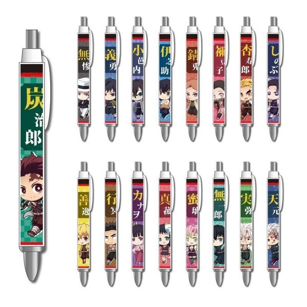 

ballpoint pens anime demon slayer kimetsu no yaiba kamado tanjirou cosplay pen nezuko gel school supplies, Blue;orange
