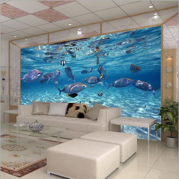 

wallpapers custom po wallpaper 3d stereoscopic underwater world of marine fish children's room bedroom tv background mural
