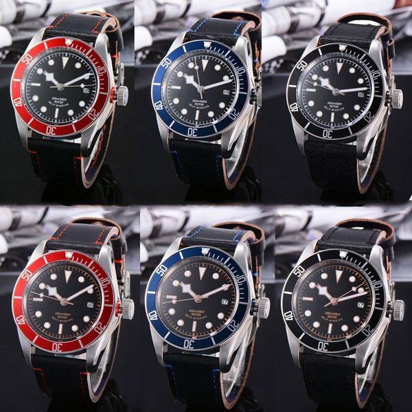 

wristwatches 41mm mens watch nh35 automatic sterile luminous dial hands sapphire glass date rotatable bezel swim mechanical, Slivery;brown