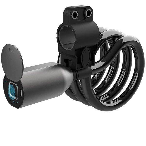 

bike locks keyless lock, waterproof fingerprint bicycle lock smart digital 1.5m stainless steel cable electric