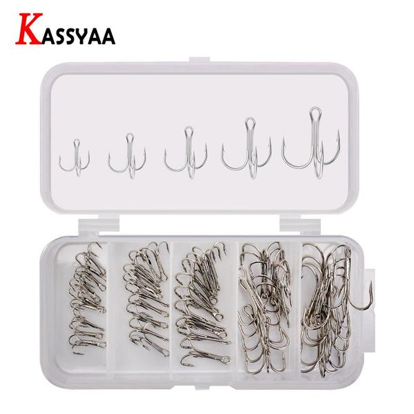 

fishing hooks 50pcs black hook set high steel carbon terble broken #2 #4 #6 #8 #10 round bend treble bass fishhooks accessories