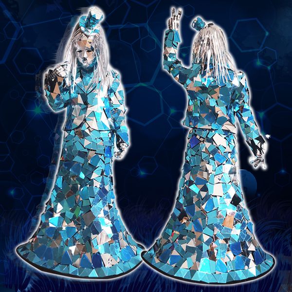 

new dance costume women mirror dress six pieces set gogo rave festival outfit stage stage perfromance mirror costume vdb919, Black;red