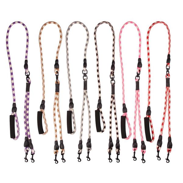 

dog collars & leashes polyester cotton two dogs leash comfortable foam handle 1 for 2 outdoor double traction rope prevent winding lead