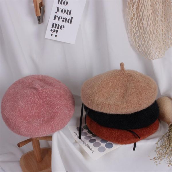 

caps & hats imcute kids accessories children kid hat girls beret warm plain beanie sboy autumn winter cap, Yellow