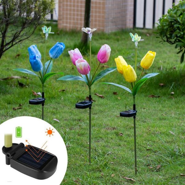 

led sloar tulip lawn lamps outdoor waterproof landscape lamp flowers light for courtyard garden lawn lighting decoration