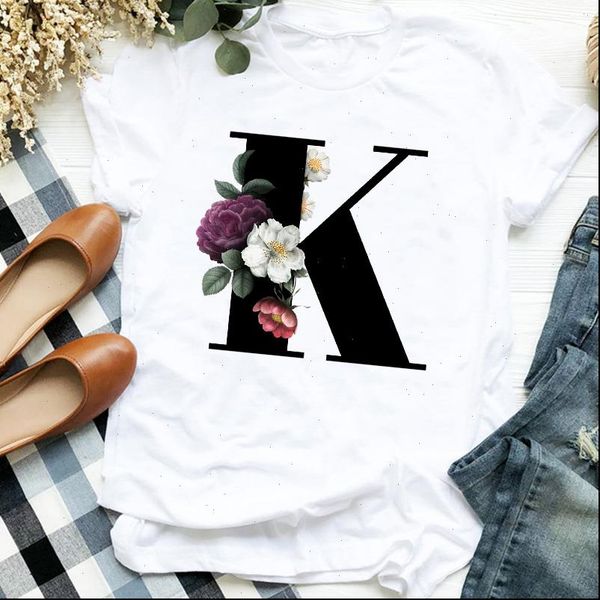 

women lady floral ladies letter k cute king ladies print ladies t tee womens shirt clothes female graphic t shirt, White