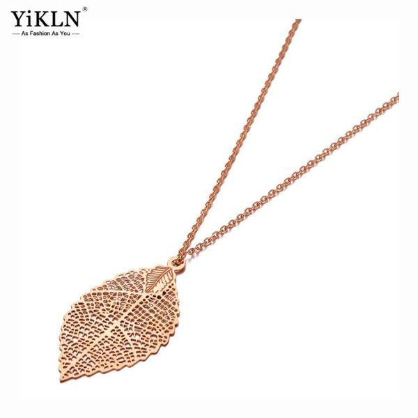 

pendant necklaces yikln trendy bohemia style leaf for women girls titanium stainless steel choker necklace jewelry yn20104, Silver