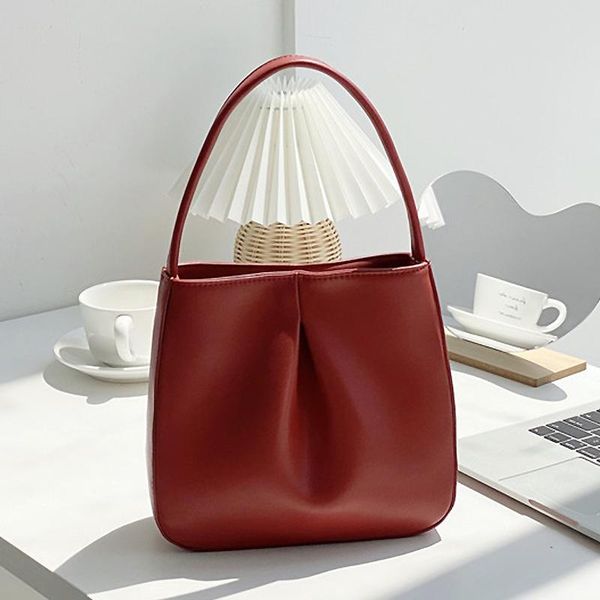 

cross body premium fold ladies hand collar bag retro women bucket niche design female shoulder 2021 trendy handbag pu leather purse