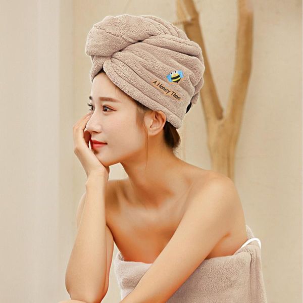 

towel microfiber dry hair quick drying thickened bathroom turbans for women