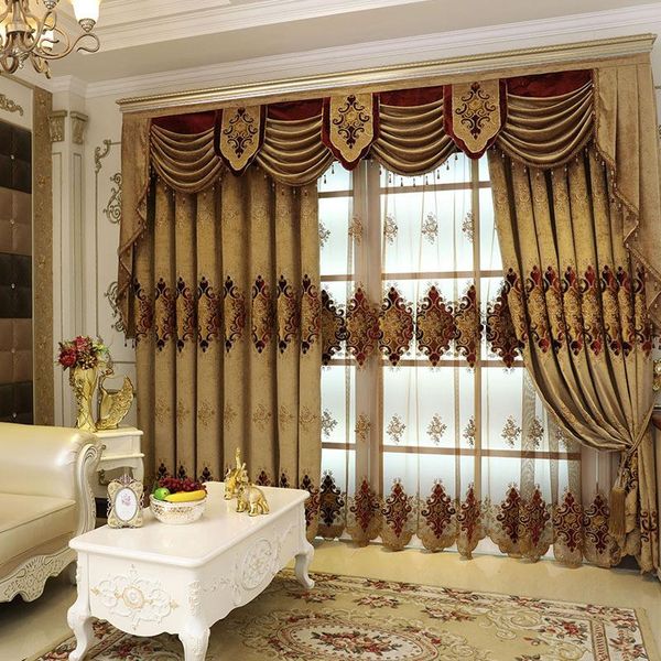 

curtain & drapes curtains for living room european style villa blinds embroidery window door dining bedroom valance