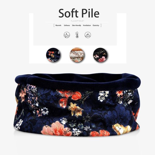 

women flower lace scarves neck ring wraps pullover ruff hat fleece warm scarf bandana shawl wool collar scarves neck, Blue;gray