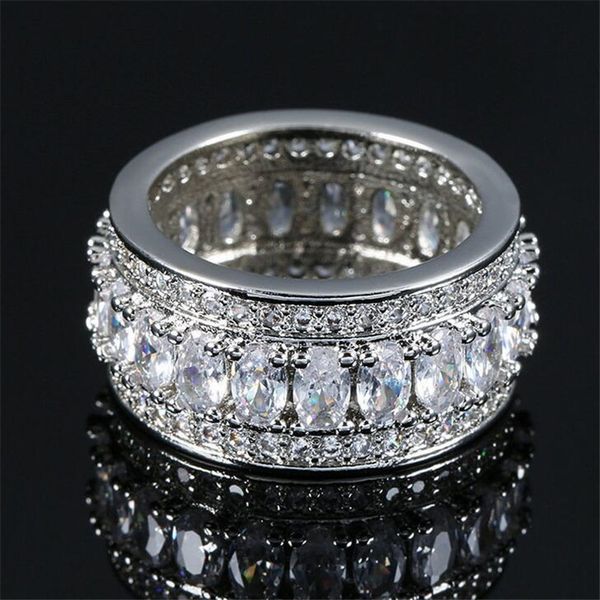 

size 6-10 jewelry sterling sier party oval cut white z cz diamond gemstones promise women wedding engagement band ring gift, Slivery;golden
