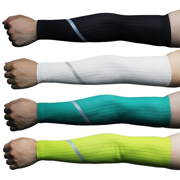 

elbow & knee pads size s-xl summer men women reflective cycling warmers sun uv protection breathable running compression arm sleeves, Black;gray