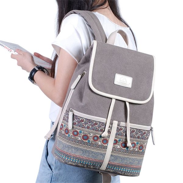

women backpack feminima schoolbags canvas bolsas printing design national style teenager backpacks female mochila sac a dos 210303