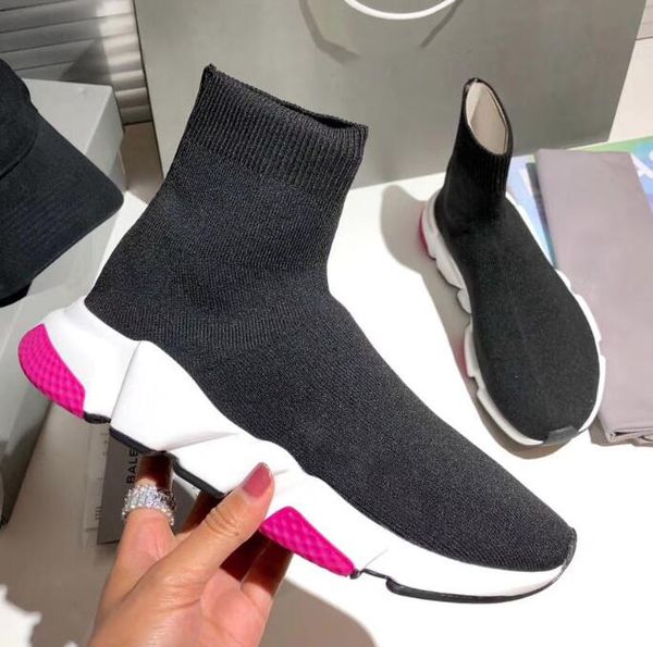 

designers speed sneaker men jacquard knit shoes black and white graffiti sole unit for women trainer sock boots quality