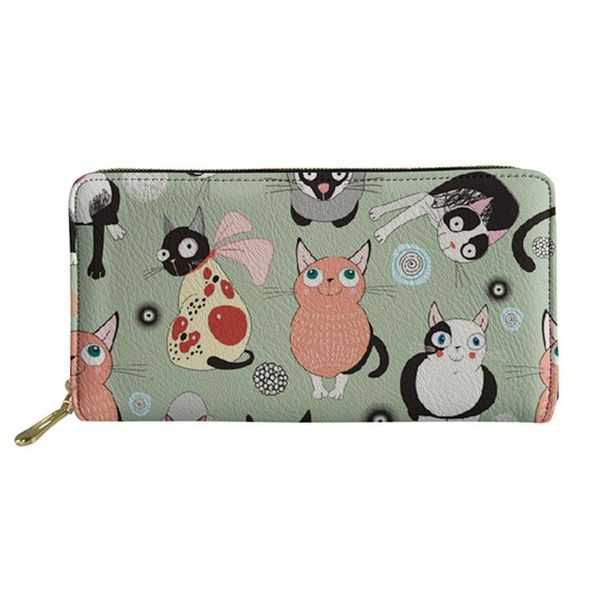 

wallets fashion pu leather women cartoon 3d cat printed purse ladies long wallet cash money bag for teen girls notecase, Red;black
